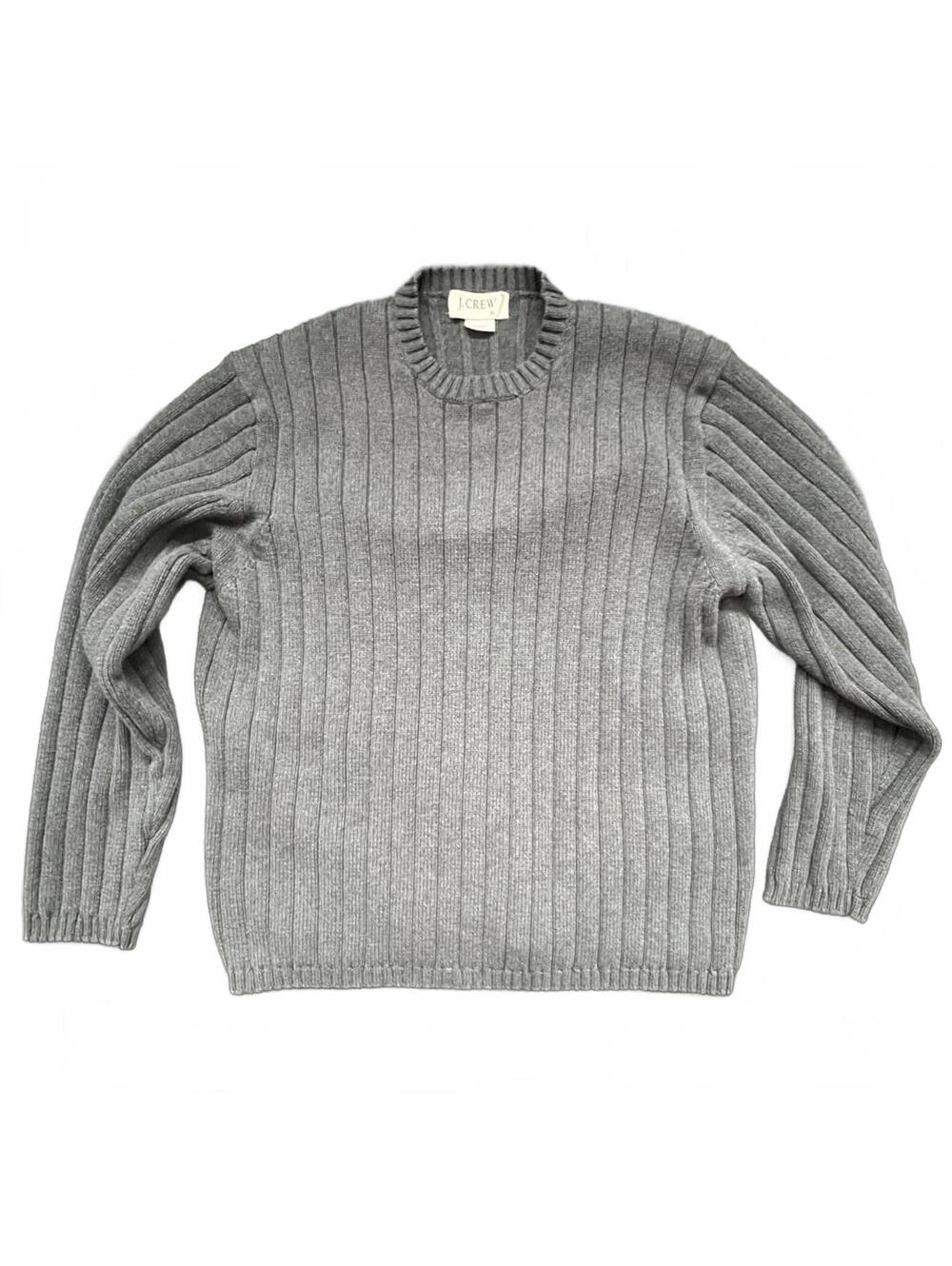 J.Crew Men's Gray Ribbed 100% Cotton Sweater XL
